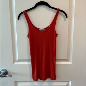 Vince Ribbed Tank Top in Orange